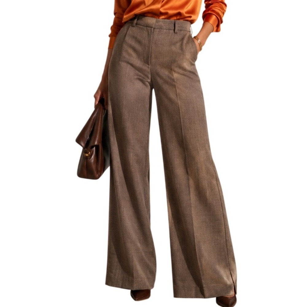 Express Wide-Leg Tailored Trousers in Brown